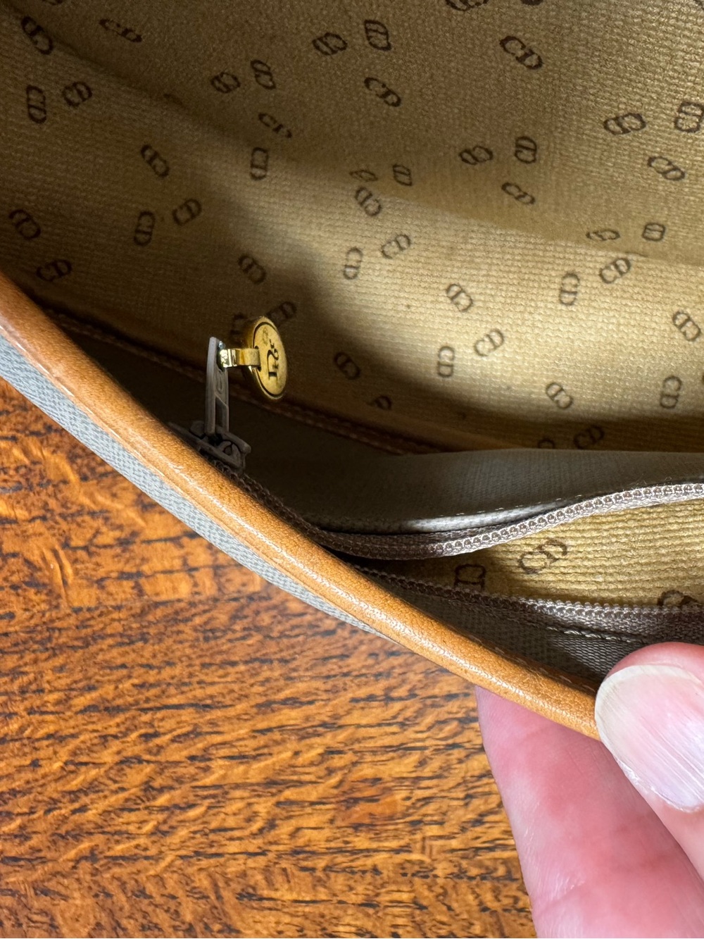 Dior Vintage Taupe Canvas and Tan Leather Saddle Crossbody Bag - Picture 11 of 12